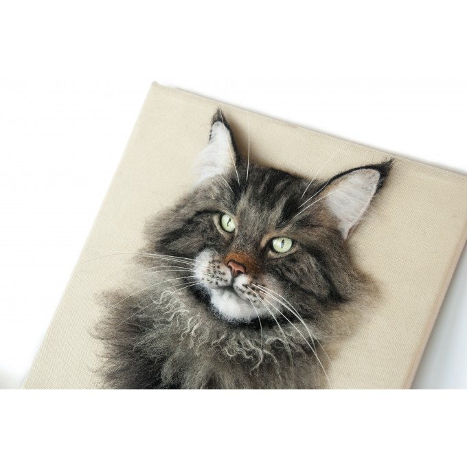 Custom needle felted cat portrait