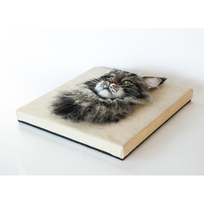 Custom needle felted cat portrait