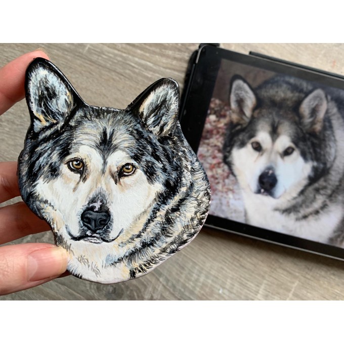 Custom pet portrait fridge magnet 