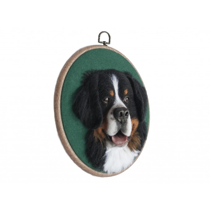 Custom needle felted dog portrait