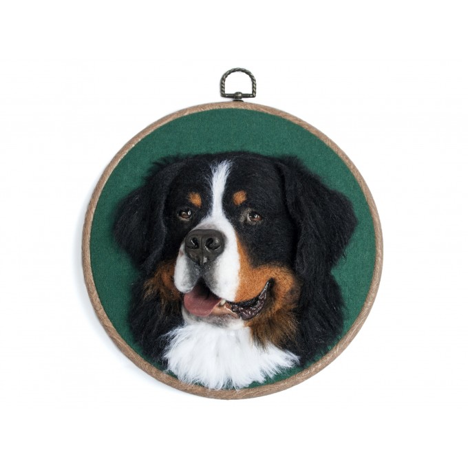 Custom needle felted dog portrait