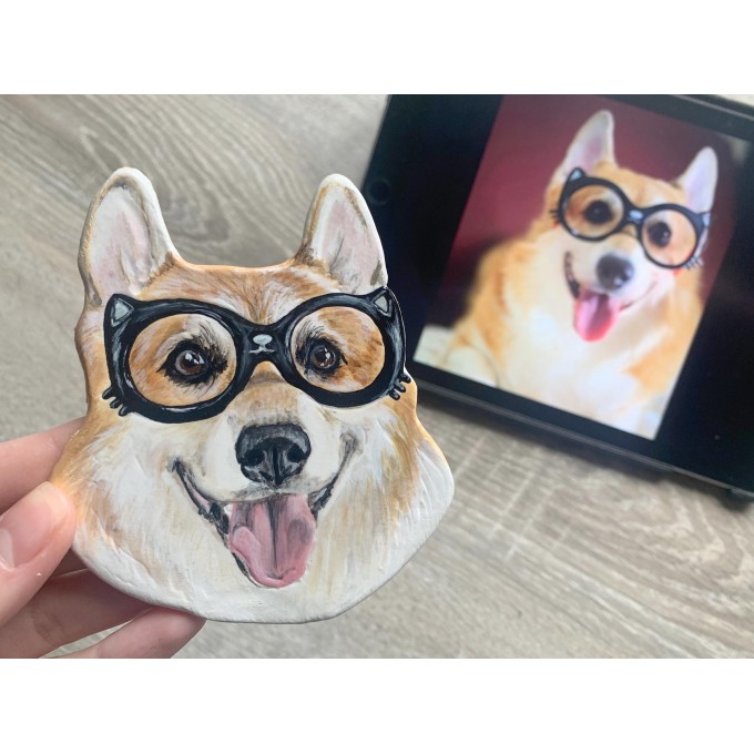  Custom Pet Dog Sculpture Fridge Magnet-Personalized Pet  Portrait Magnet-Handcrafted Polymer Clay Pets Heads Figurine