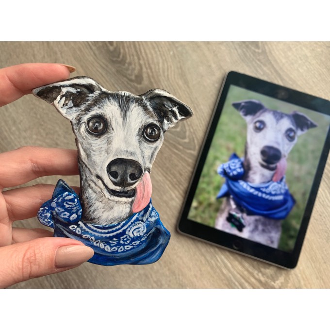 Custom pet portrait fridge magnet 